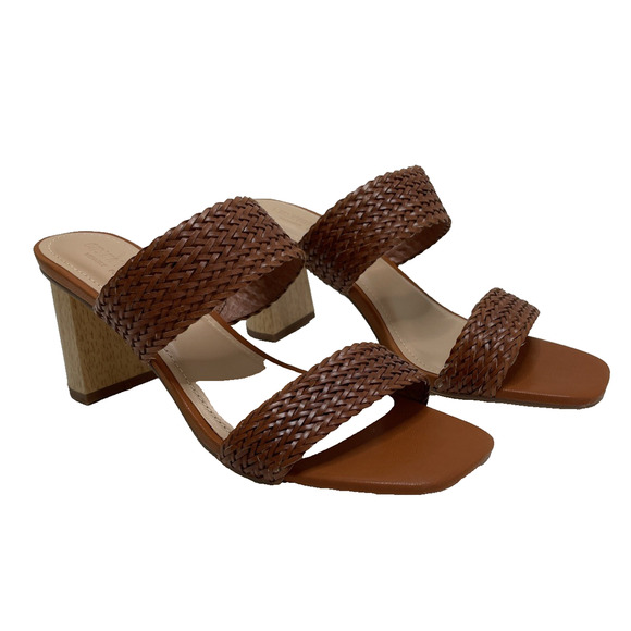 Cushionaire Women’s Size 9 Brown Braided Straps Heel Sandal Memory Foam Summer - Picture 1 of 11